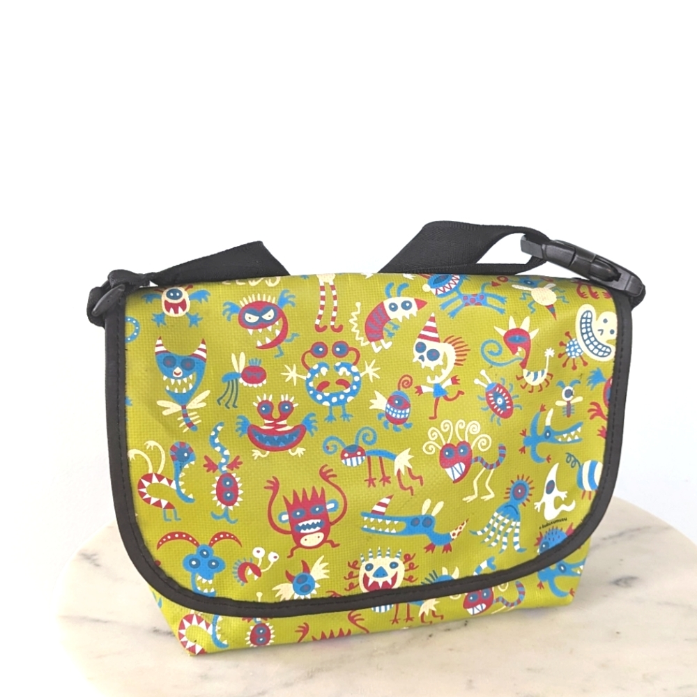 Kukuxumusu Green Cartoon Monster Alien Print Shoulder Bag